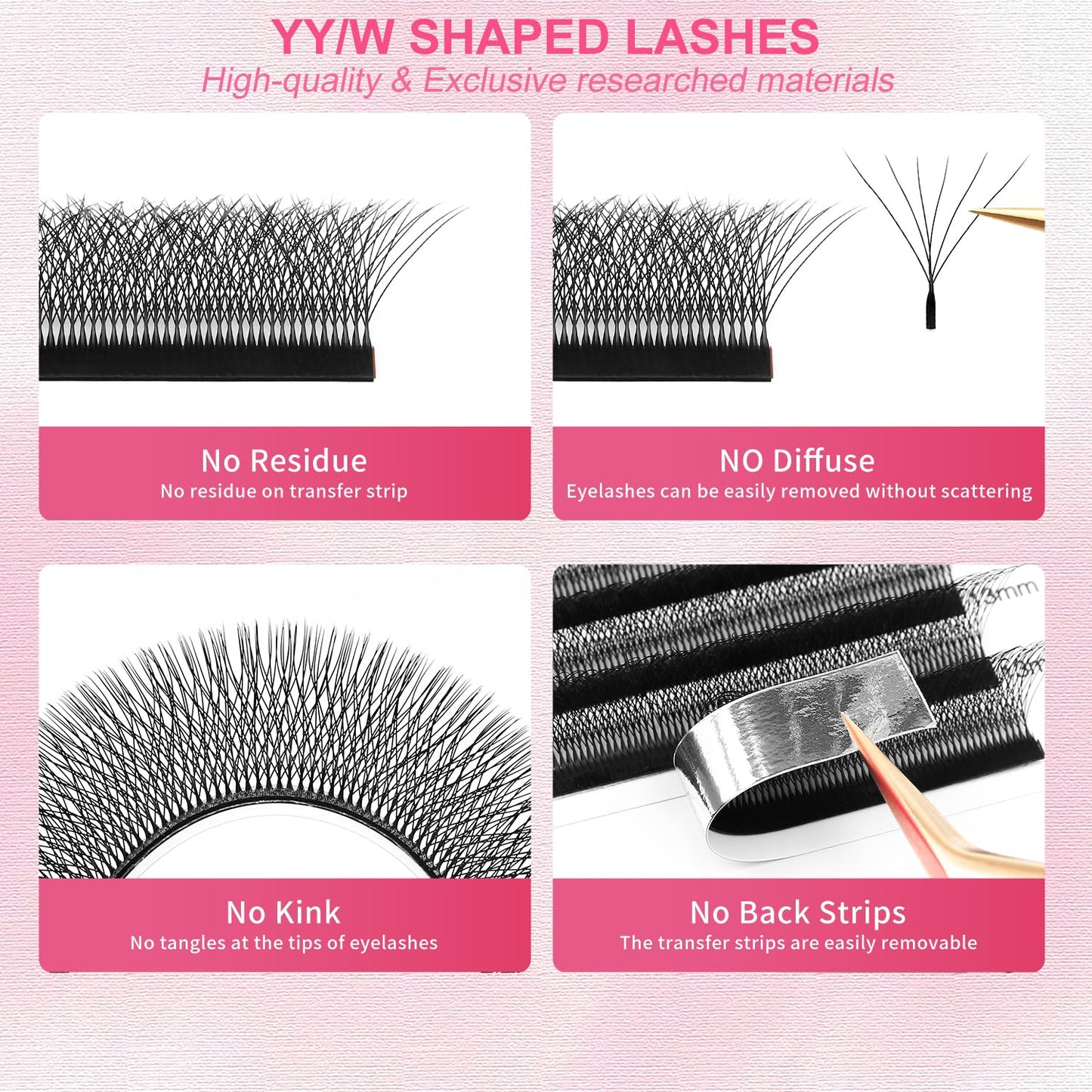W Lash Extensions Supplies 6D Eyelash Extensions W Shape 0.07mm Thickness D Curl 14mm Premade Fans Easy Fan Lashes Volume Matte Black 12 Rows Crisscross Eye Lashes(W-6D-0.07-D,14mm)