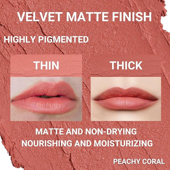Oulac Nude Matte Lipstick for Women, Lipstick & Blush Duo, Peach Creamy Soft Satin Finish Lipsticks, Moisturising Formula, Rich Color Lightweight Lip Balm, Rose Oil, Vegan & Cruelty-Free| 3.6g (Y08)