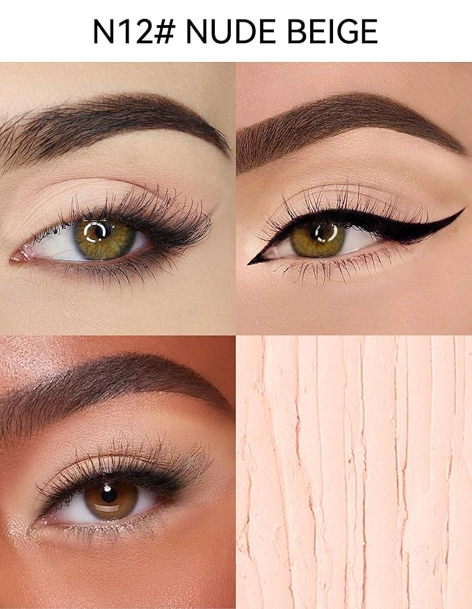 Erinde Waterproof Cream Eyeshadow Stick, Matte Nude Eye Shadow Sticks, Longwear Blendable High Pigmented, Neutral Eye Shadow Sticks Matte for Older Eyes, Smokey Eyeshadow Pencil Crayon, Nude beige