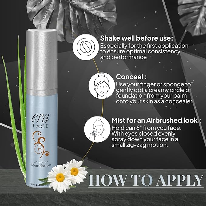 ERA Face spray makeup (R9 Chestnut - 2.25 oz) - airbrush foundation, everyday, buildable, professional spray on cosmetics by Era Beauty