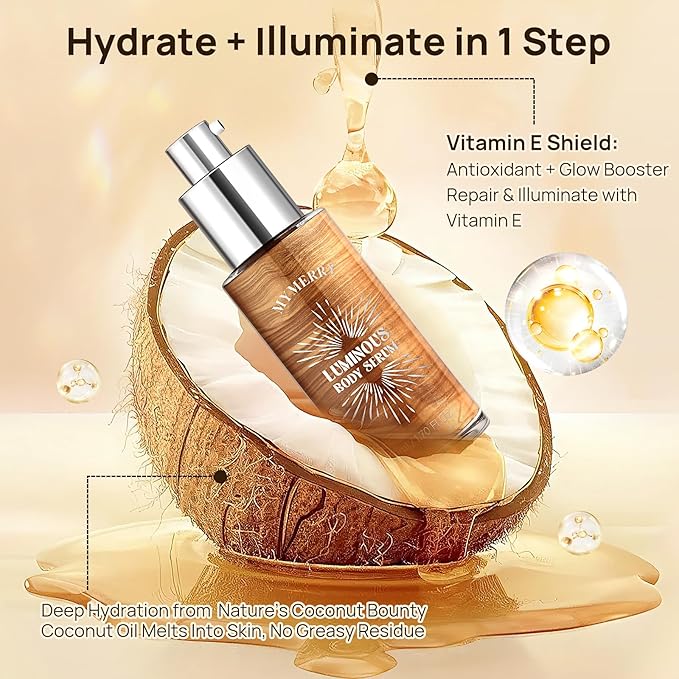 Body Shimmer Oil, Suncreen 50ml Liquid Highlighter Bronzer Body Glitter Oil Long Lasting Moisturizing Makeup Lotion Illuminate Serum Glow Shimmer Skin 1.7 Fl Oz（Bronze Gold #02)