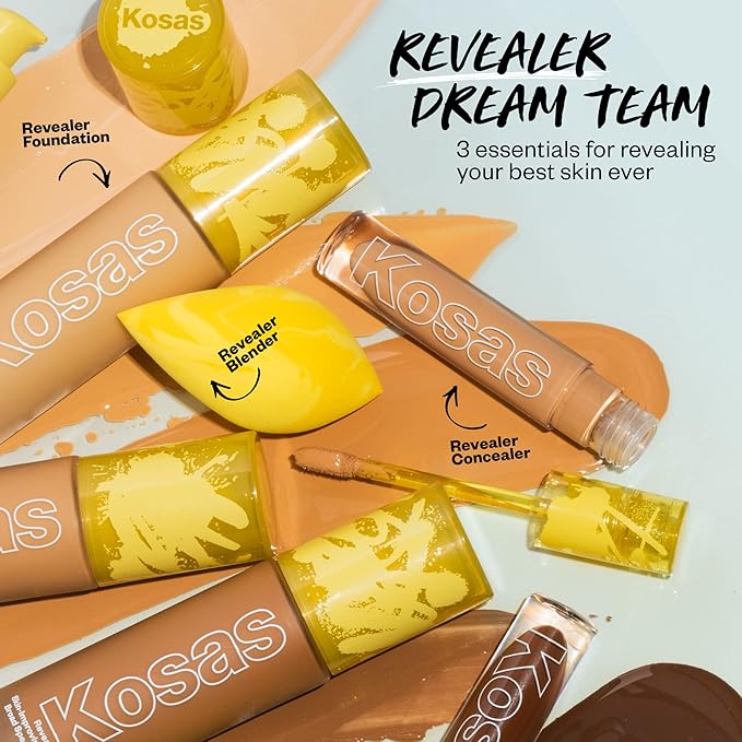 Kosas Revealer Skin-Improving Foundation with SPF 25 Protection - Hydrate, Brighten, Soothe, Plump, Protect Skin -Smoothing Texture, Natural Finish and Clean Formula - Light Medium Neutral 200