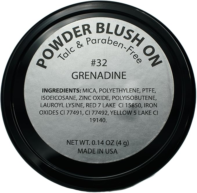 Grenadine Orange Coral Summer Red Blush Pressed Cheek Color Powder, Talc & Paraben Free, 4 Grams, No Animal Testing & Cruelty Free