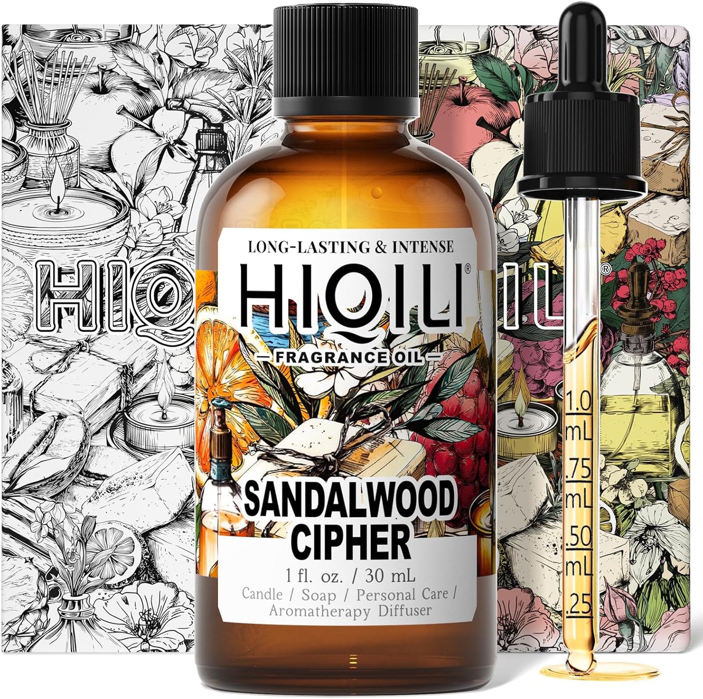 HIQILI Sandalwood Cipher Fragrance Oil for Diffuser, Inspired by Srge-L.tens StalMajus-cvle, Candle & Soap, Perfume & Body Oil Making- Have Gourmand Notes, Long-Lasting- 1 Fl Oz