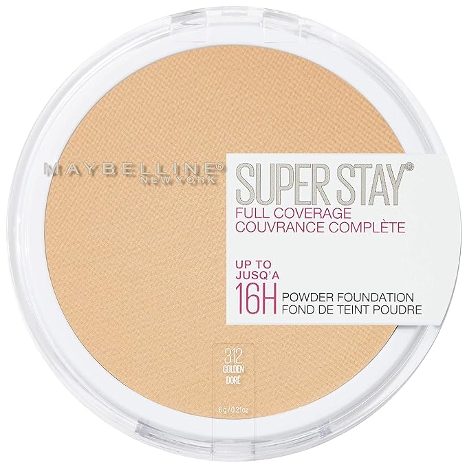 Maybelline Super Stay Full Coverage Powder Foundation Makeup, Up to 16 Hour Wear, Soft, Creamy Matte Foundation, Golden, 1 Count