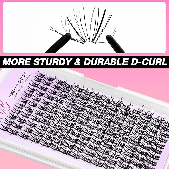 VEYESBEAUTY Lash Clusters Kit Eyelash Extensions Thin & Invisible Band DIY Individual False Eyelashes Newbie's Five-Second Series Lash Tray for Self-application, Sylph Lashes 8-18mm Mixed Length