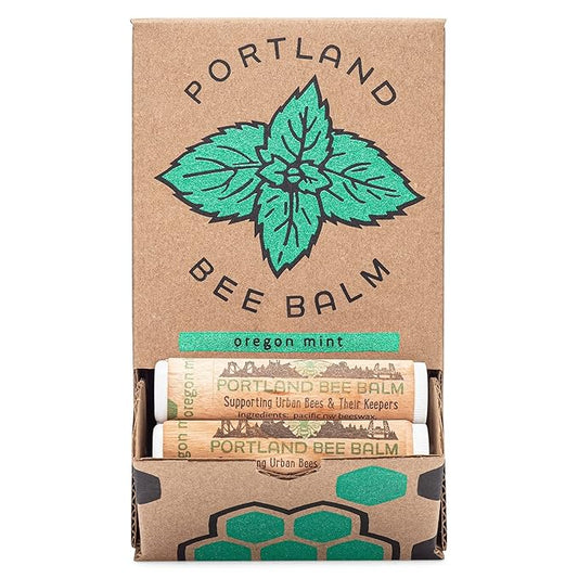 Portland Bee Balm All Natural Handmade Beeswax Based Lip Balm, Oregon Mint 24 Count