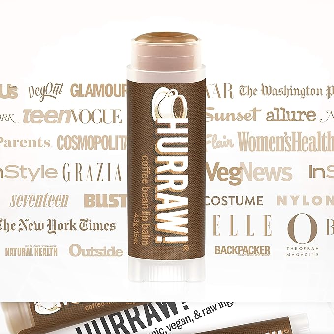Hurraw! Coffee Bean Lip Balm: Organic, Certified Vegan, Cruelty and Gluten Free. Non-GMO, 100% Natural Ingredients. Bee, Shea, Soy and Palm Free. Made in USA