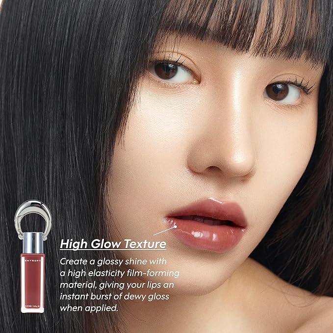 ENTROPY Makeup 2-in-1 Charm Shiny Glowy Lip & Cheek Gloss Tint Keychain, High Pigment Glossy Lip Color & Plumping Gloss, C9 Berly Charm