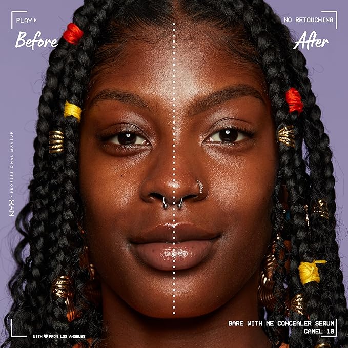 NYX PROFESSIONAL MAKEUP Bare With Me Concealer Serum, Up To 24Hr Hydration - Camel