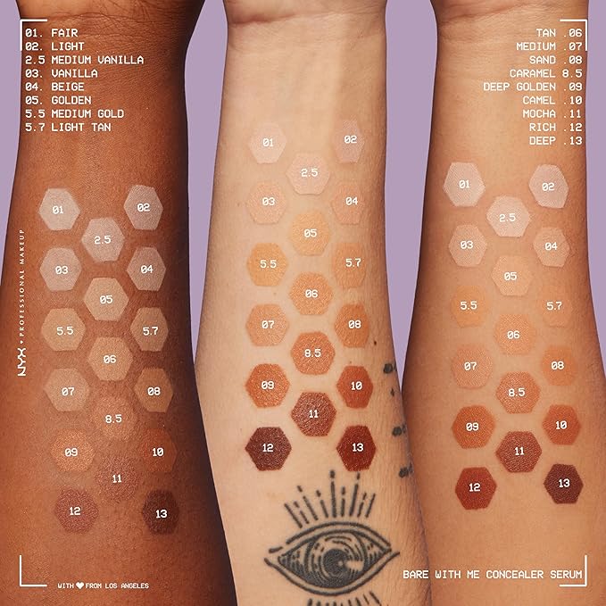 NYX PROFESSIONAL MAKEUP Bare With Me Concealer Serum, Up To 24Hr Hydration - Caramel