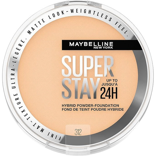 Maybelline Super Stay Up to 24HR Hybrid Powder-Foundation, Medium-to-Full Coverage Makeup, Matte Finish, 312, 1 Count