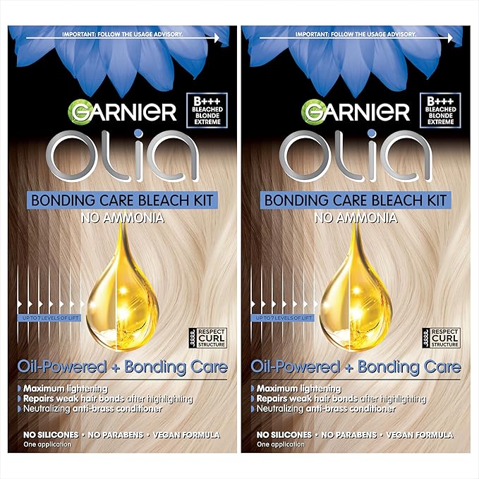 Garnier Hair Color Olia Ammonia-Free Brilliant Color Oil-Rich Permanent Hair Dye, B+++ Bleach Blonde Extreme, 2 Count (Packaging May Vary)