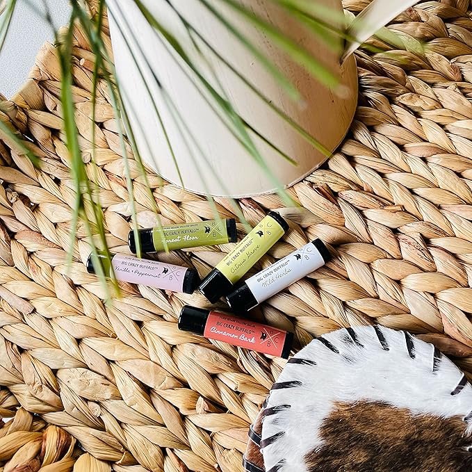 Pure Bison Tallow Lip Balm, Citrus Grove, (5 pack) - Lemongrass & Lemon, Moisturizing, Non-Habit Forming