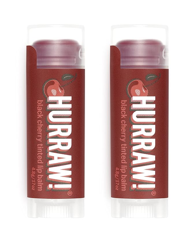 Hurraw! Black Cherry Tinted Lip Balm, 2 Pack: (Sheer Red Tint) Organic, Certified Vegan, Cruelty and Gluten Free. Non-GMO, 100% Natural Ingredients. Bee, Shea, Soy and Palm Free. Made in USA