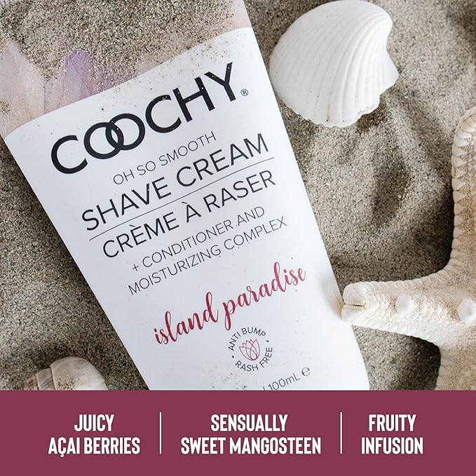 Coochy Intimate Shaving Cream | Shave Conditioner & Moisturizer for Face & Body | Ideal for Sensitive Skin Care, Anti-Bump | Island Paradise, 32 oz