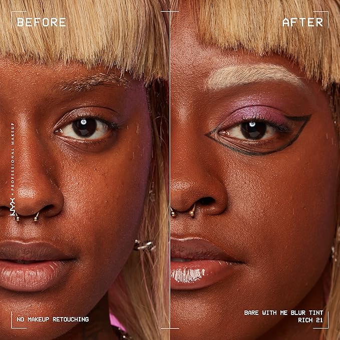 NYX PROFESSIONAL MAKEUP Bare With Me Blur Skin Tint Foundation Make Up with Matcha, Glycerin & Niacinamide - Rich