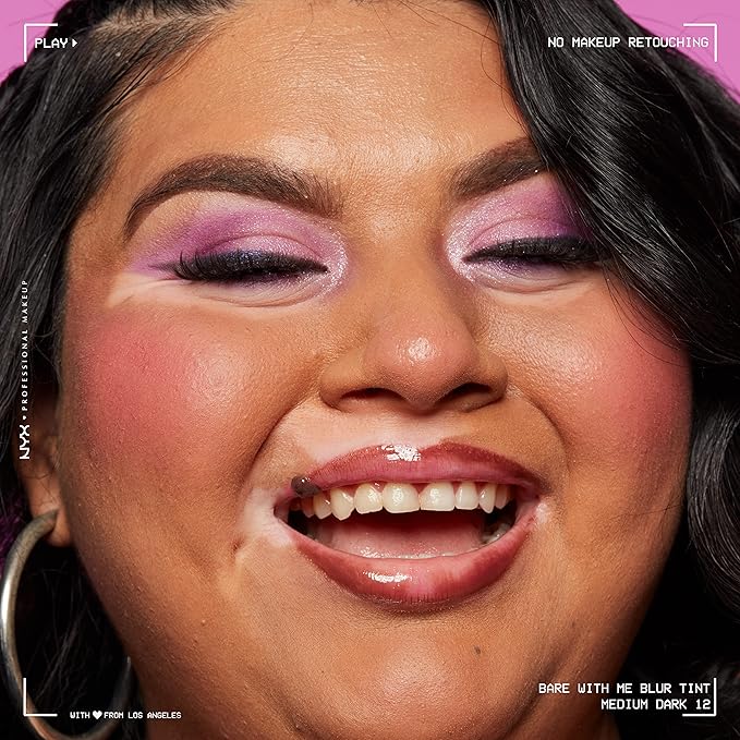 NYX PROFESSIONAL MAKEUP Bare With Me Blur Skin Tint Foundation Make Up with Matcha, Glycerin & Niacinamide - Medium Dark