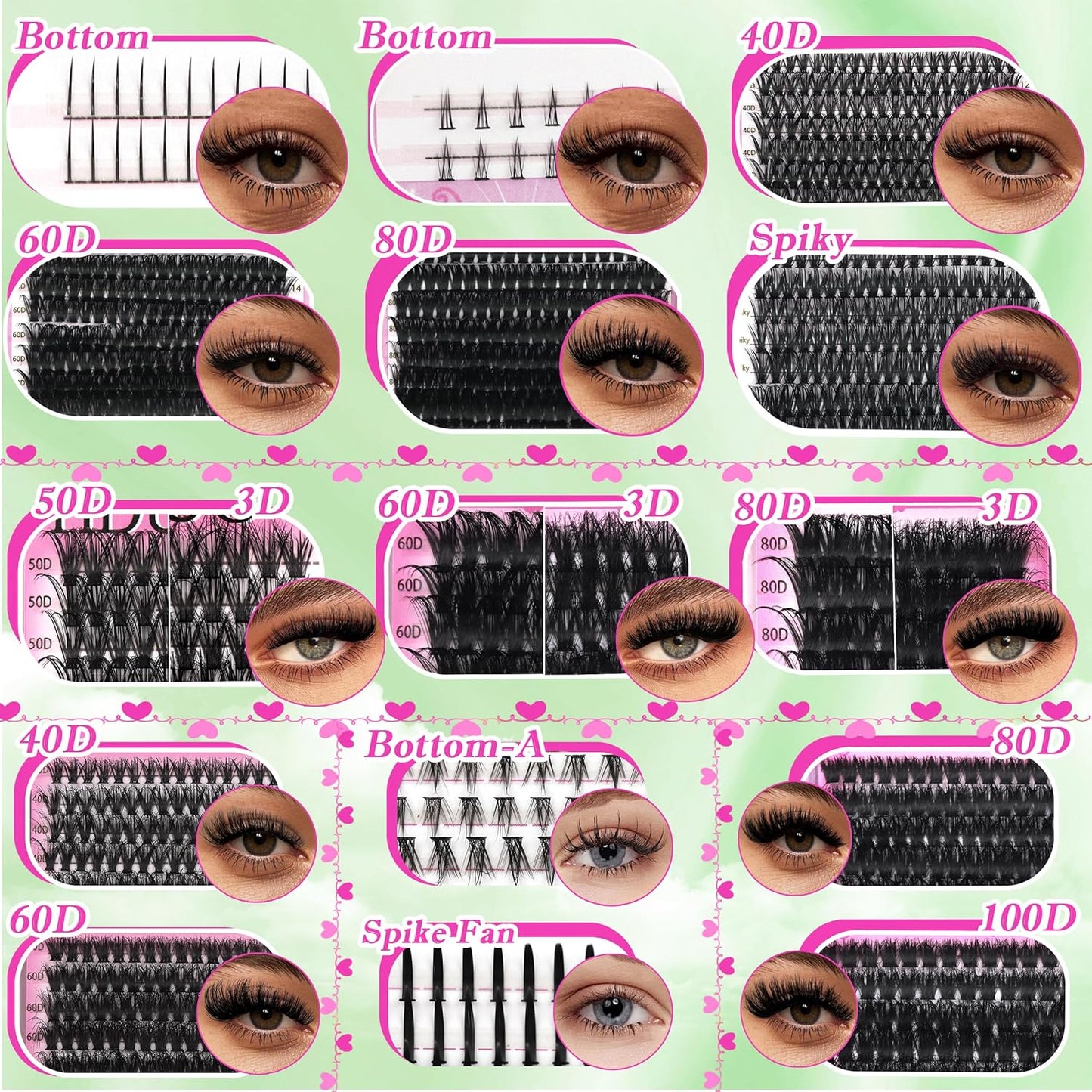 Lashes Clusters Kit 1846Pcs Bulk Packs Volume False Eyelash Extensions D Curl Wispy Individual Eyelashes, Volume Studio Effect, Wholesale Large Pack with Glue&Seal|Tweezers|Removers|Cleanser