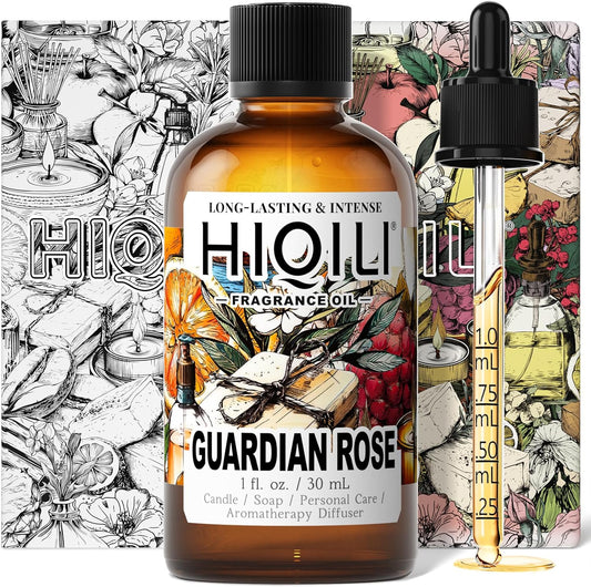 HIQILI Guardian Rose Fragrance Oil for Making Candles, Inspired by Byrdo No Men's Land Rosa, DIY Soaps, Perfume, Scent Diffusers, Skin & Hair Care - 1Fl Oz