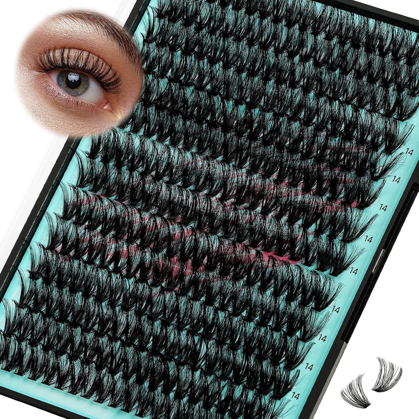 Lash Clusters Wispy 280PCS Eyelash Extension 70D Cluster Lashes Individual Lashes DIY Lash Extension Natural Look Cluster Eyelash Extensions Soft False Eyelashes at Home for Beginners(14mm)