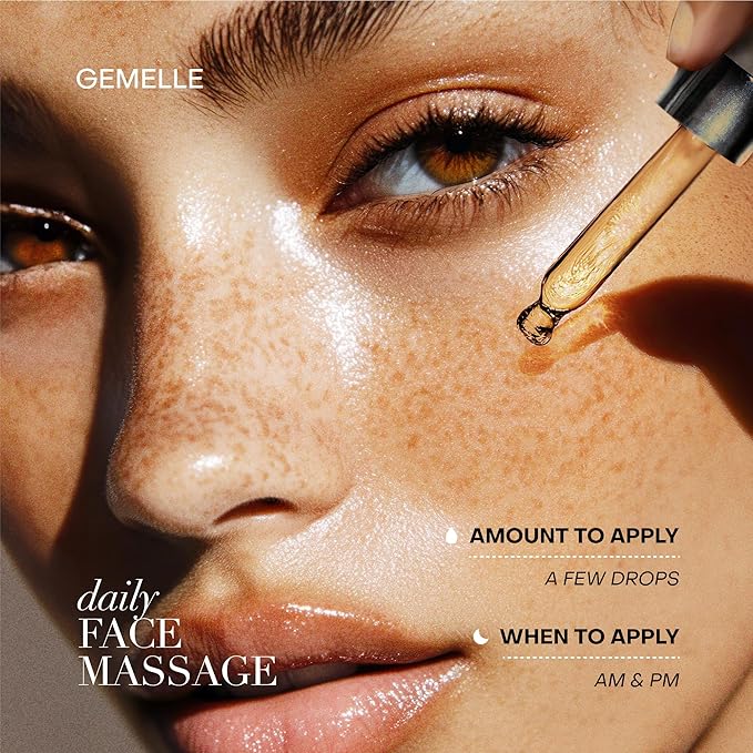 GEMELLE Lymphatic Anti-Aging Face Oil | 10x Award winner | Vitamin C,E & A | Moisturize, Repair & Protect | Bakuchiol, Sea Buckthorn & More! | Organic, Natural, Clean Beauty | Starter, Travel 15ml