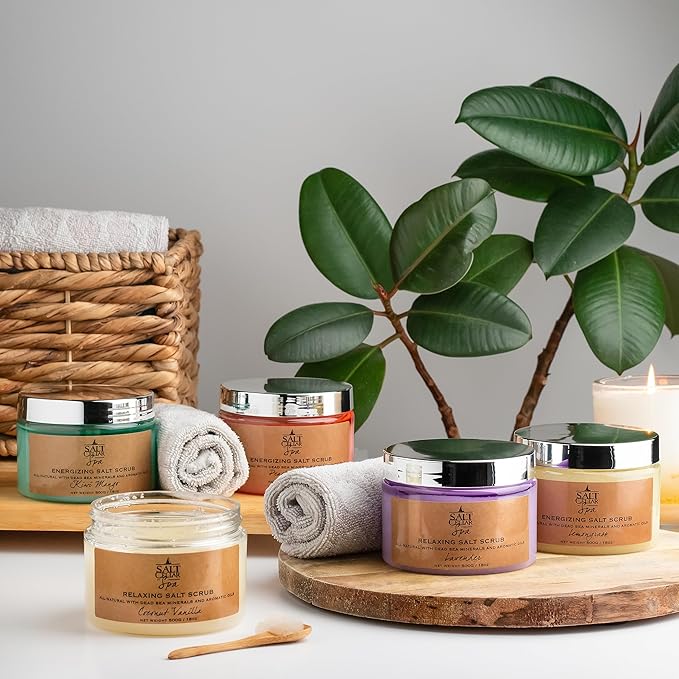 Salt Cellar Spa Lavender Salt Scrub - Elevate Your Self-Care with Dead Sea Minerals - Relax, Revive, and Rejuvenate your Skin - Made in Israel, Cruelty-Free, 18 oz.