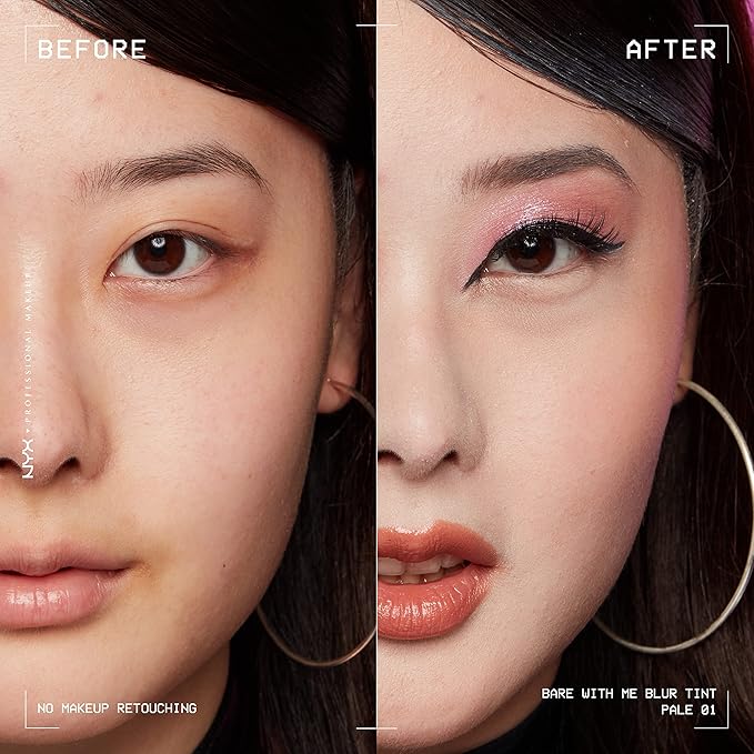 NYX PROFESSIONAL MAKEUP Bare With Me Blur Skin Tint Foundation Make Up with Matcha, Glycerin & Niacinamide - Pale