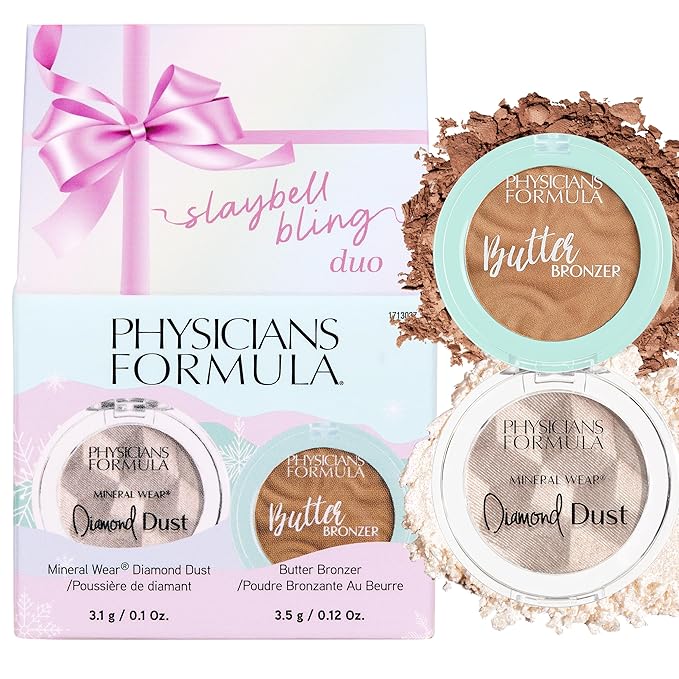 Physicians Formula Slaybell Bling Duo - Butter Bronzer & Diamond Dust Holiday Gift Set, Murumuru Butter Infused for a Radiant Glow, Cruelty Free & Vegan